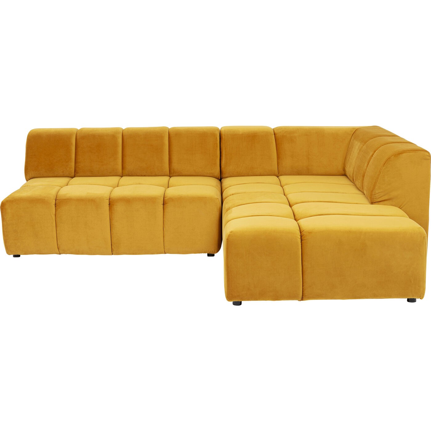 Canapé d'angle droite 4 places en tissu ocre
