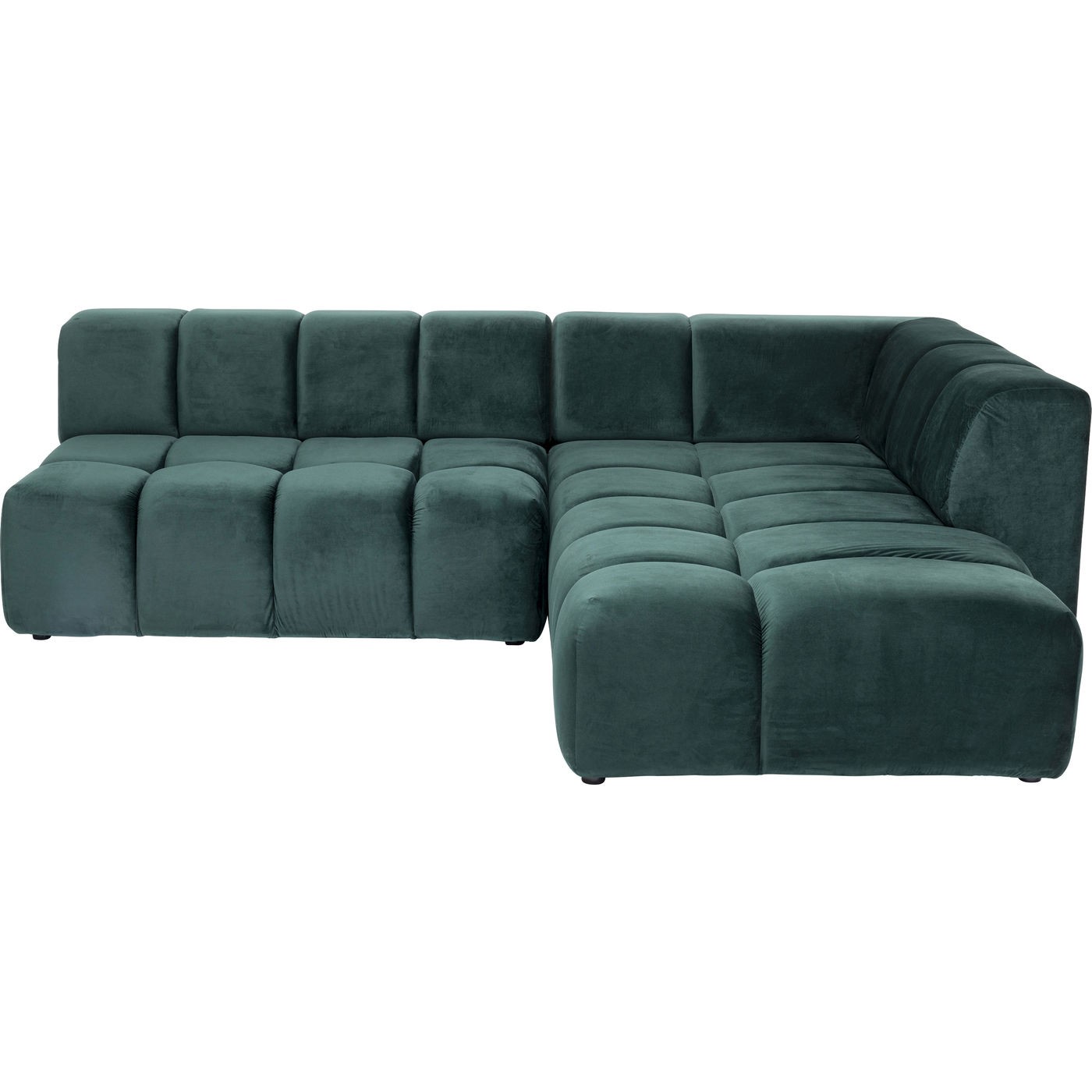 Canapé d'angle droite 4 places en tissu vert foncé