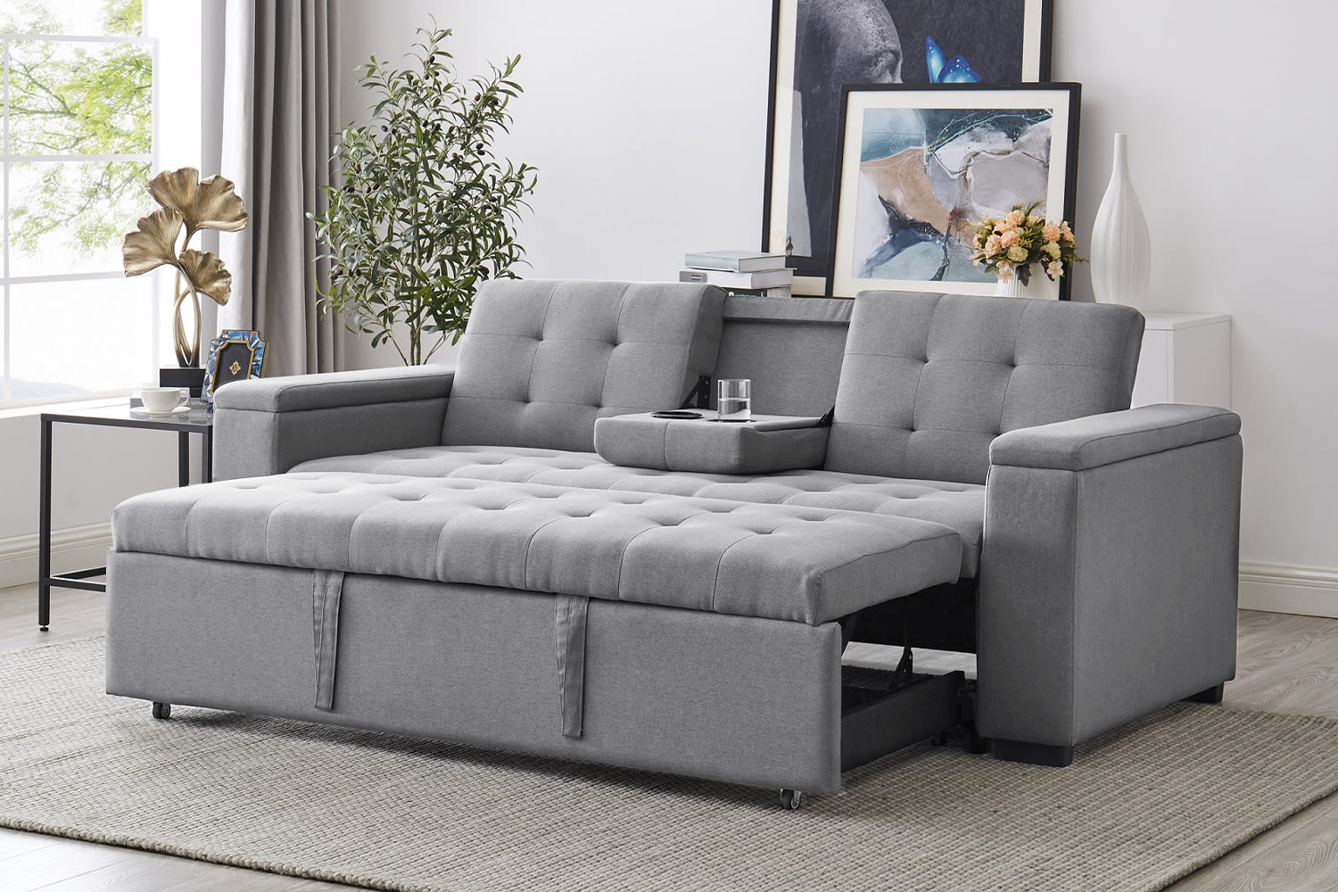 Canapé NOHO | convertible 3 places | Tissu gris clair