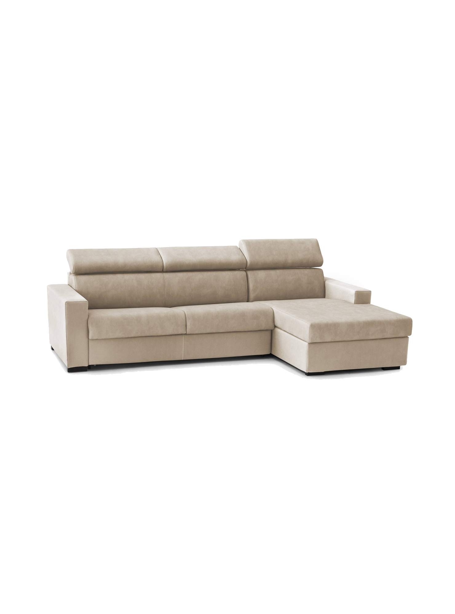 Canapé d'angle convertible en tissu beige