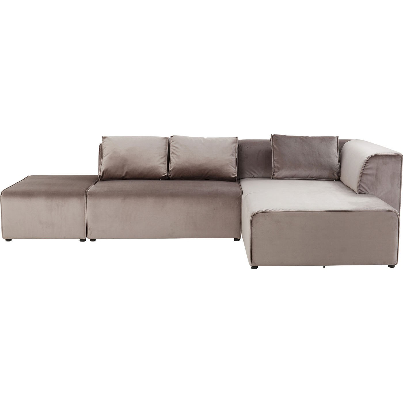 Canapé d'angle droite 4 places en velours taupe