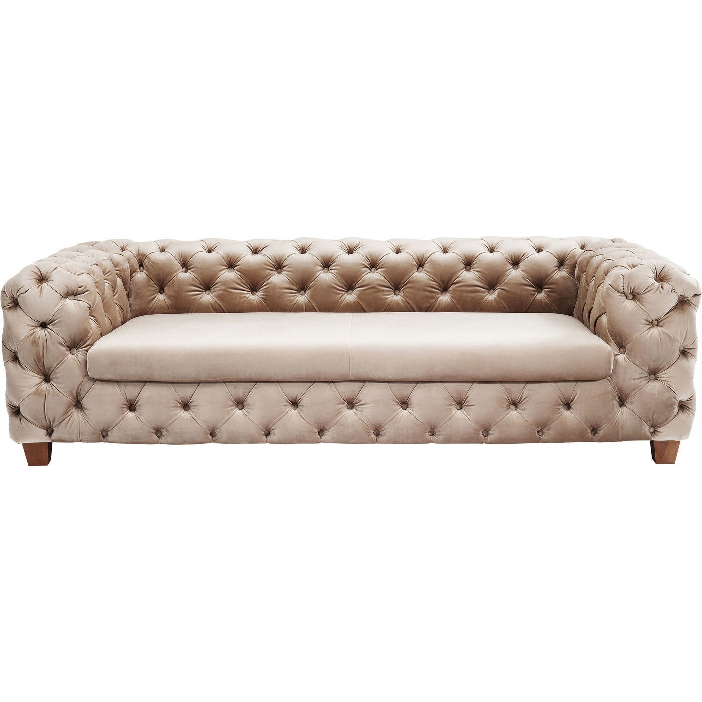 Canapé 3 places en velours beige Capitonné