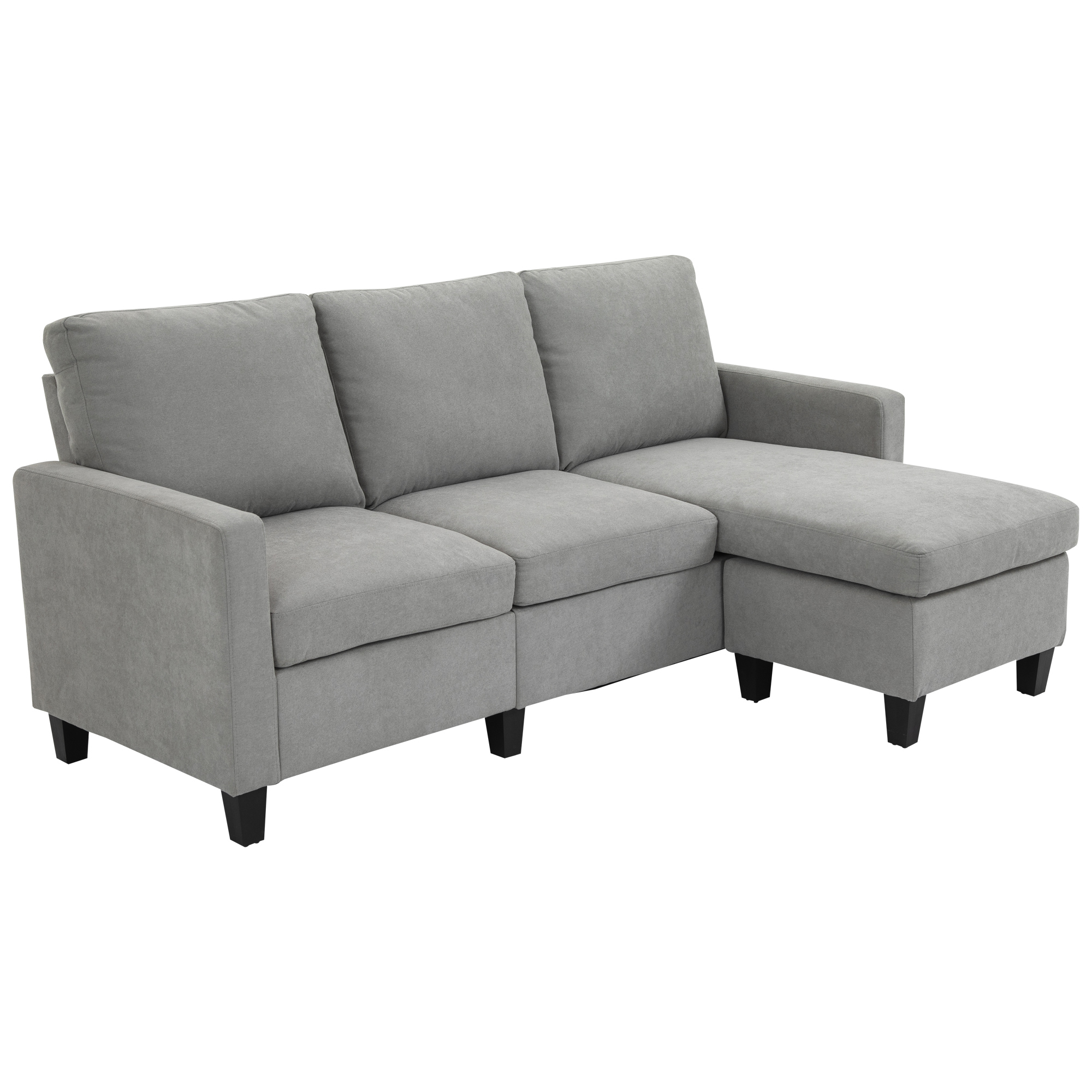 Canapé d'angle 3 places Méridienne réversible polyester gris