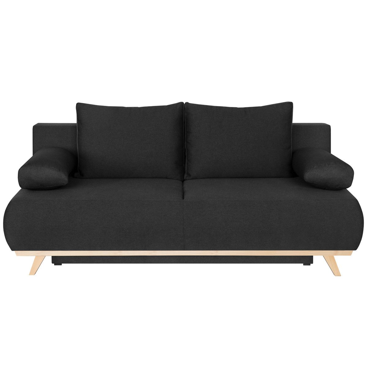 Canapé convertible 3 places avec coffre de rangement tissu anthracite