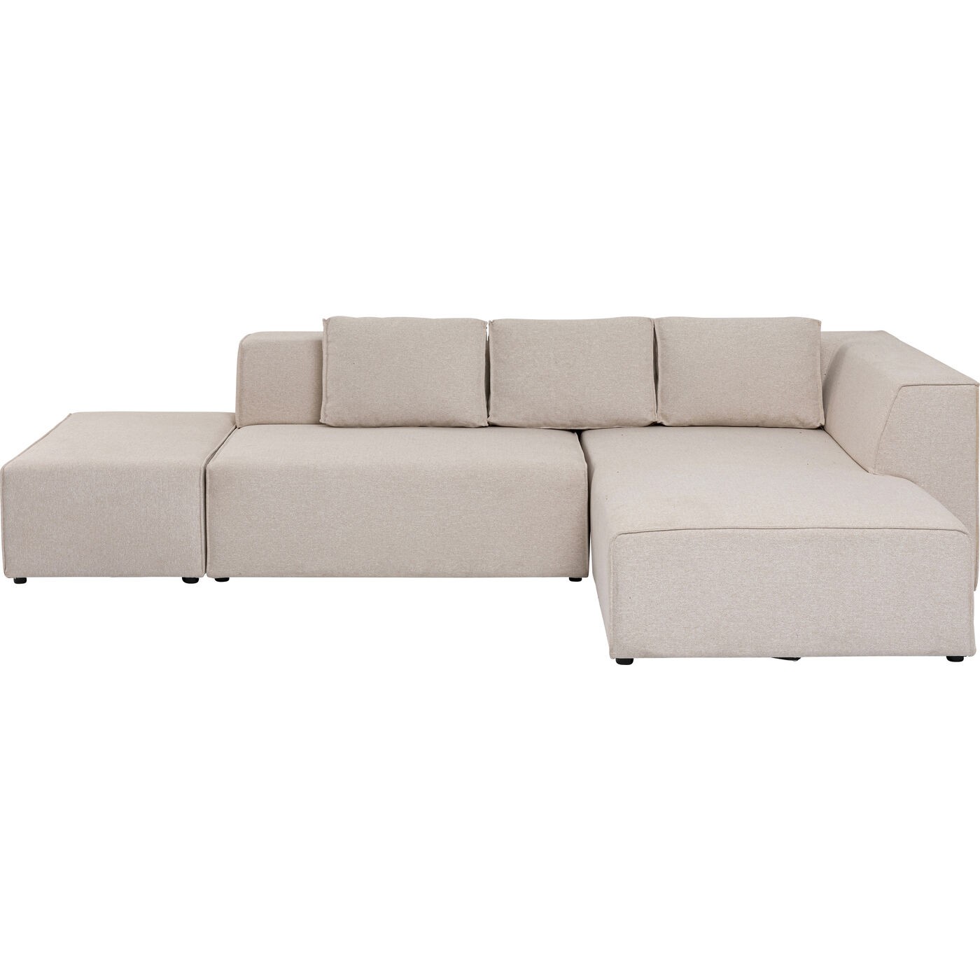 Canapé d'angle droit 4 places en tissu crème