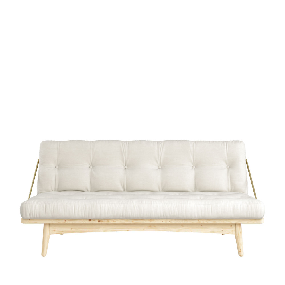Canapé convertible en bois naturel et tissu naturel