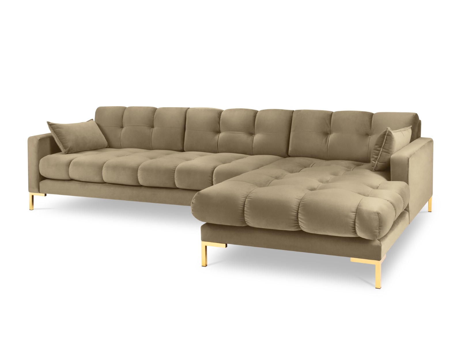 Canapé d'angle 5 places en velours beige