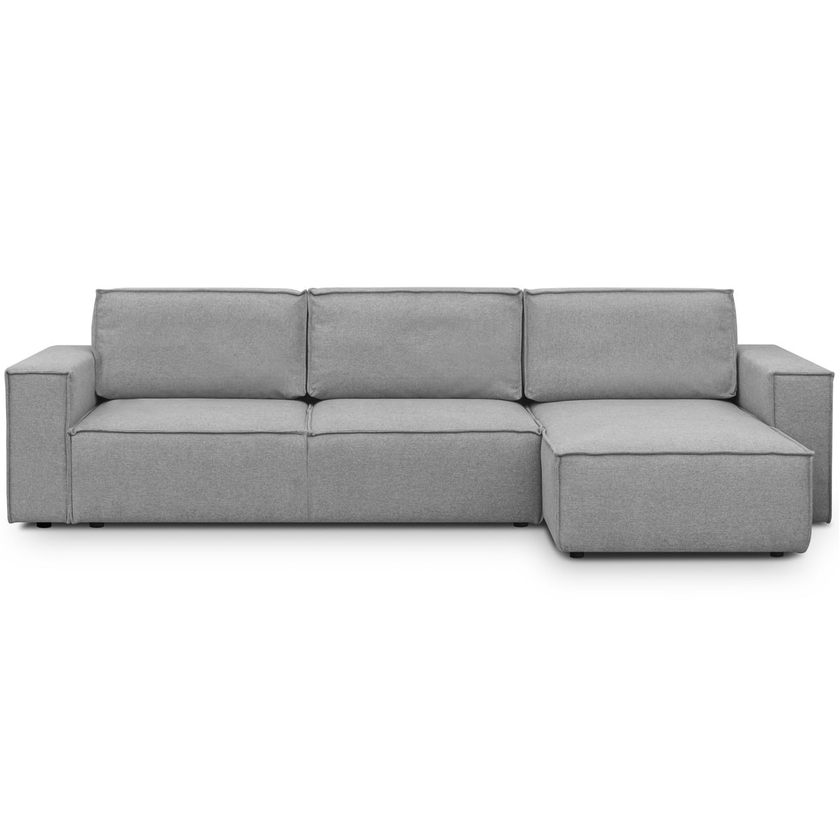 Canapé d'angle convertible  réversible 5 places en tissu gris chiné