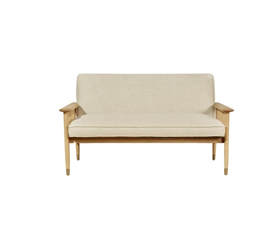 Banquette en chêne et lin naturel 2 places