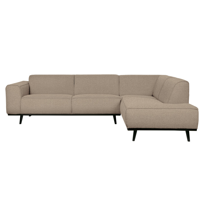 Canapé d'angle droit en tissu bouclé beige