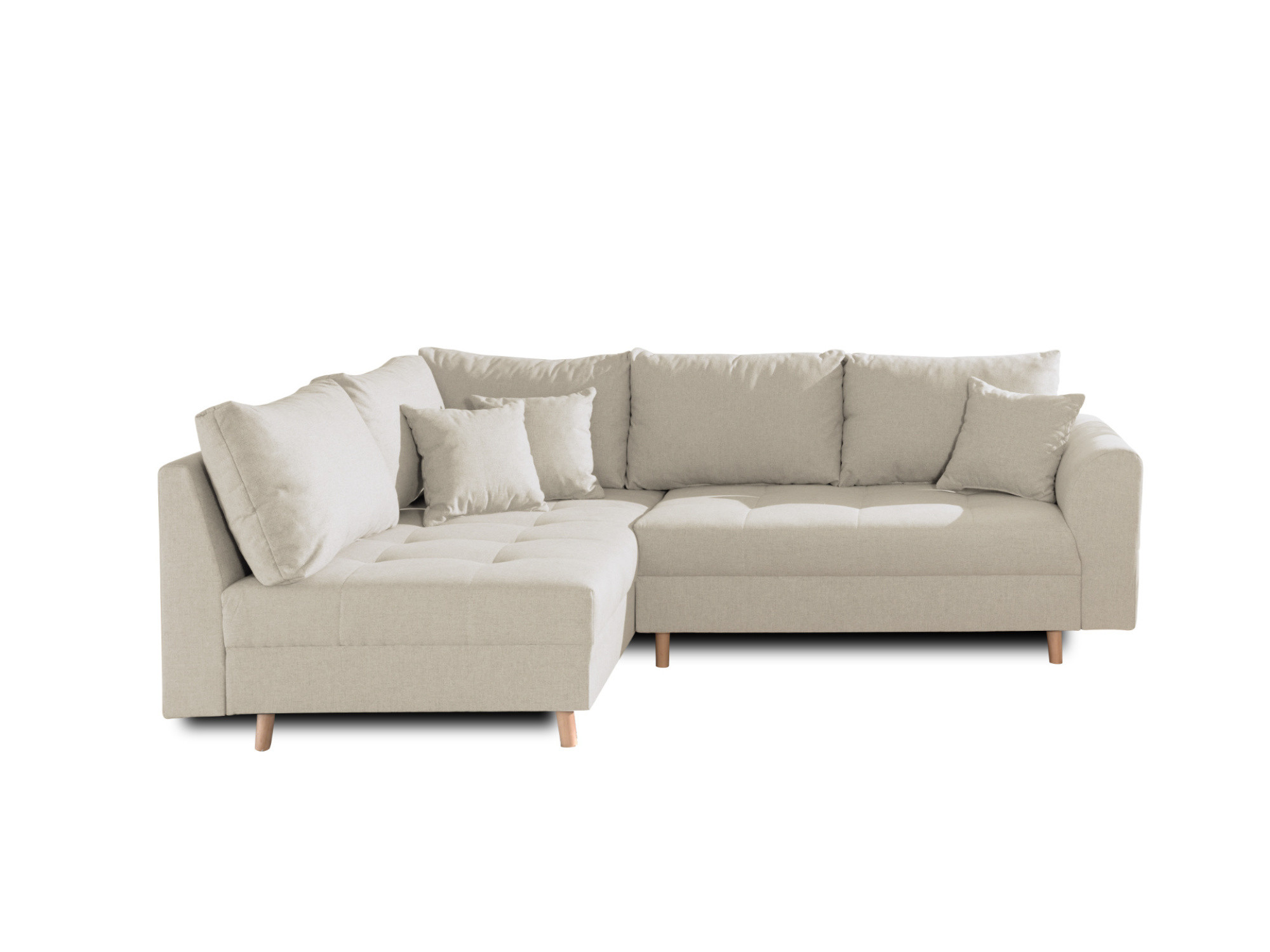 Canapé d'angle gauche convertible 4 places Tissu Beige