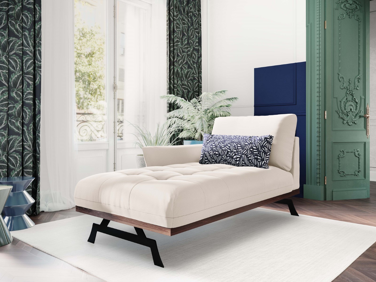 Méridien 1 place en tissu structuré beige clair