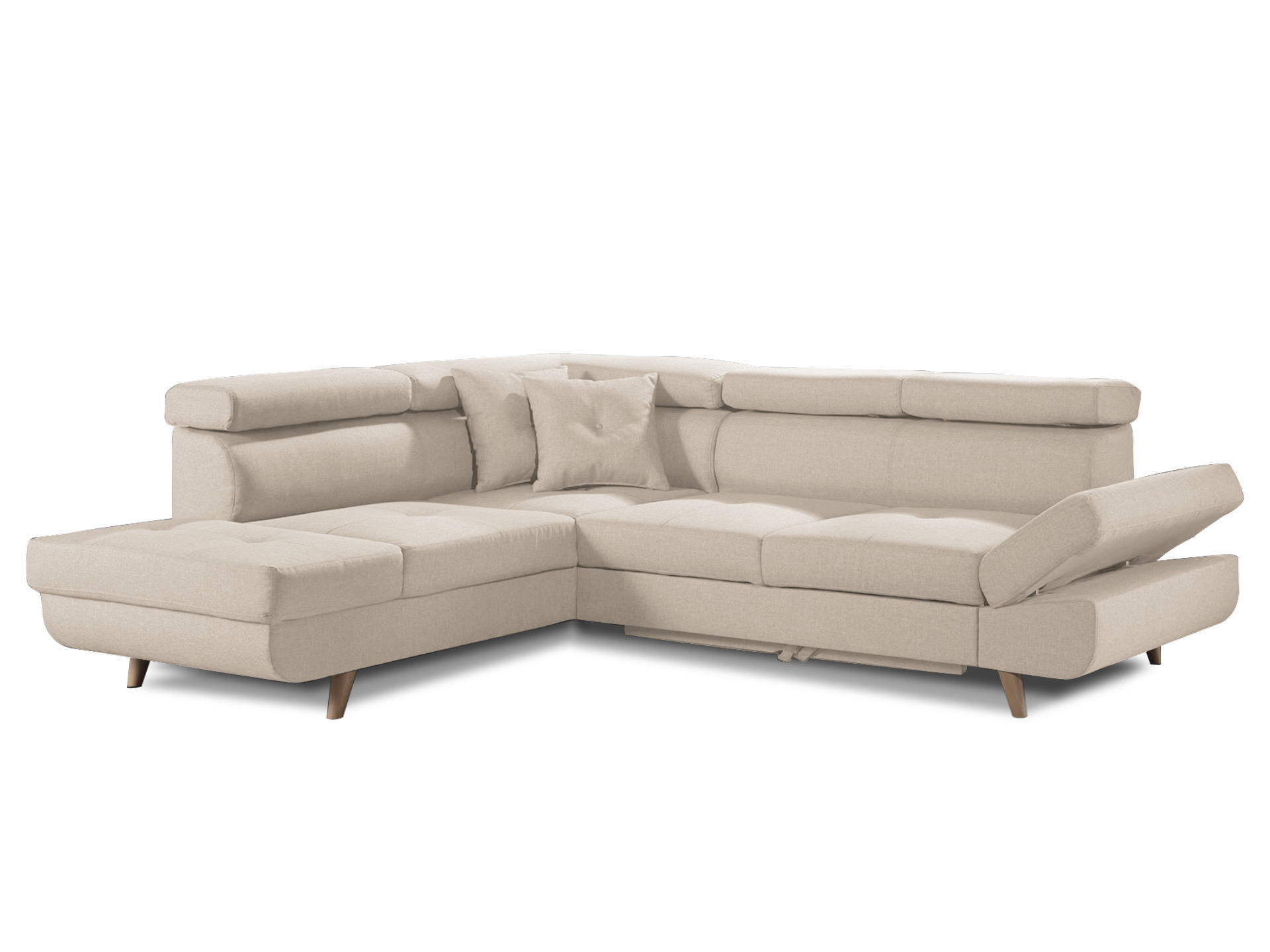 Canapé d'angle gauche convertible 5 places Tissu Beige