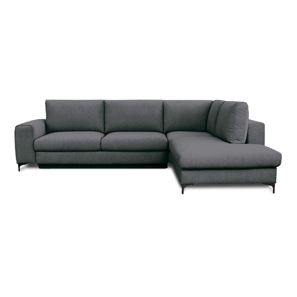 Canapé 4 places tissu angle droit gris foncé