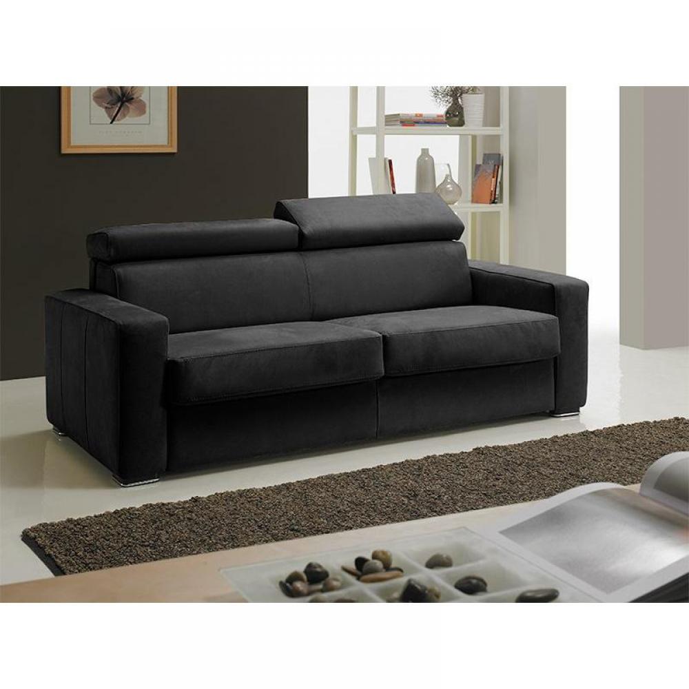 Canapé EXPRESS MELBOURNE couchage 120 cm matelas 18 cm cuir noir