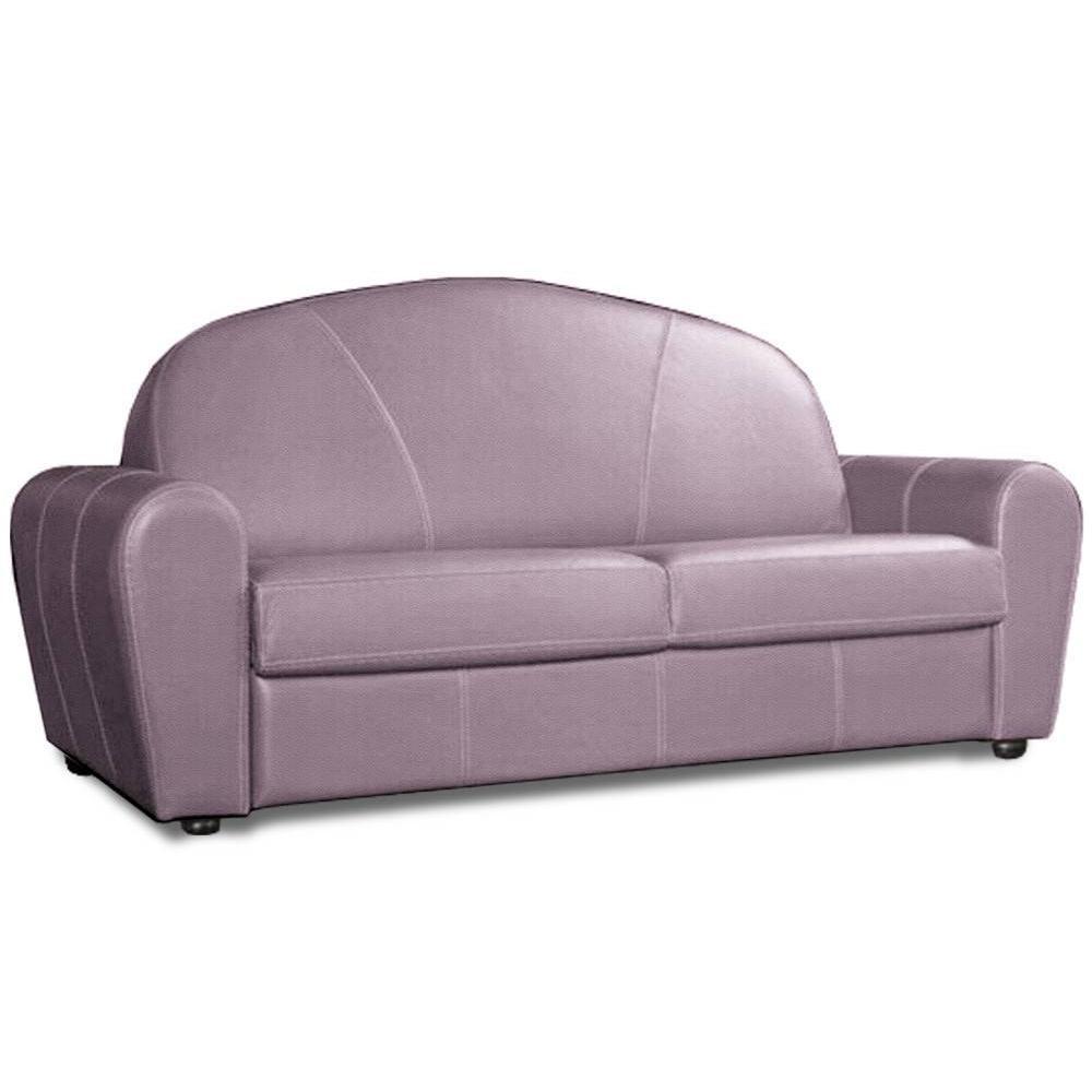 Canapé lit CLUB DELUXE convertible EXPRESS 140cm cuir vachette coloris parme matelas 16 cm