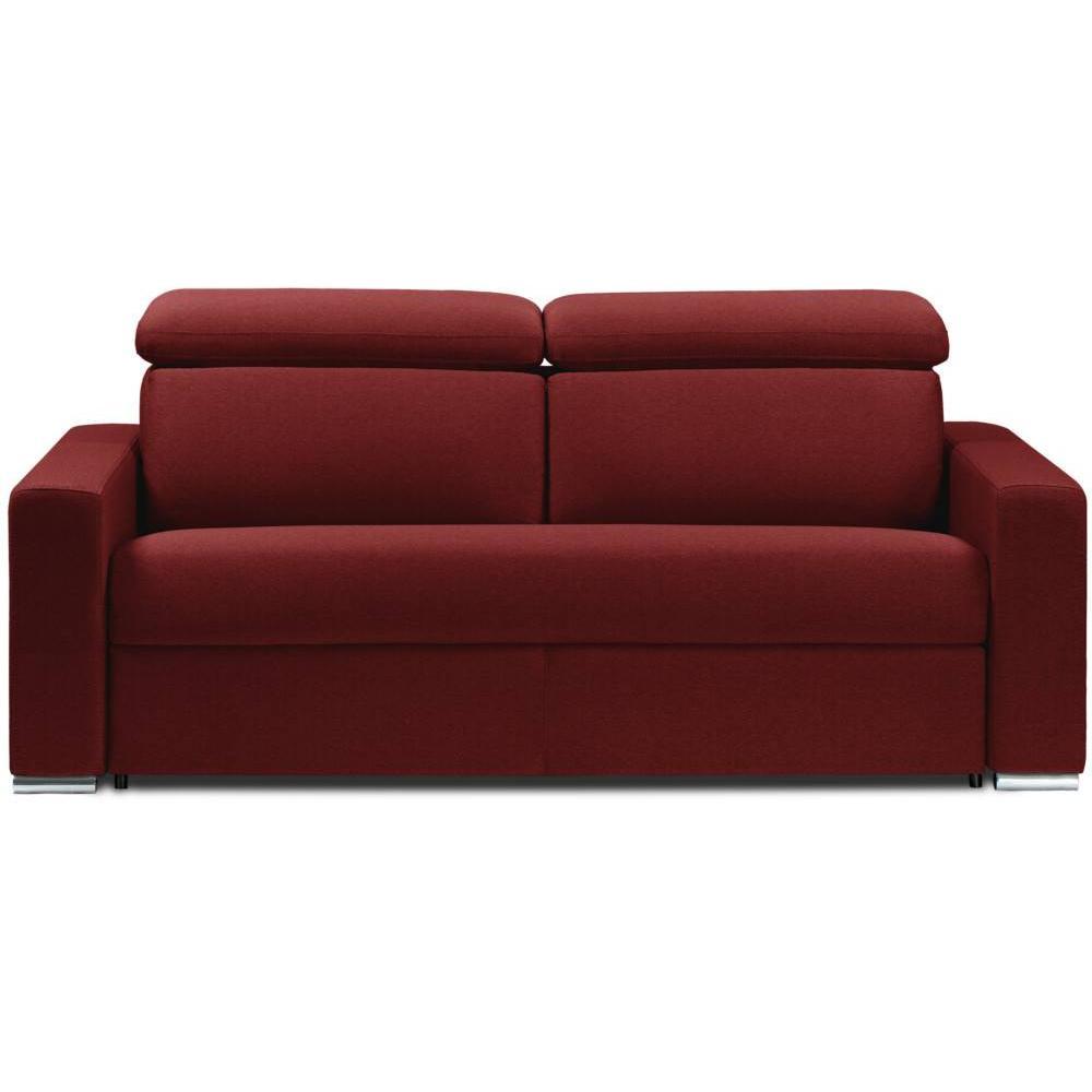 Canapé convertible PASSION matelas 16cm système express sommier lattes 160cm Microfibre bordeaux