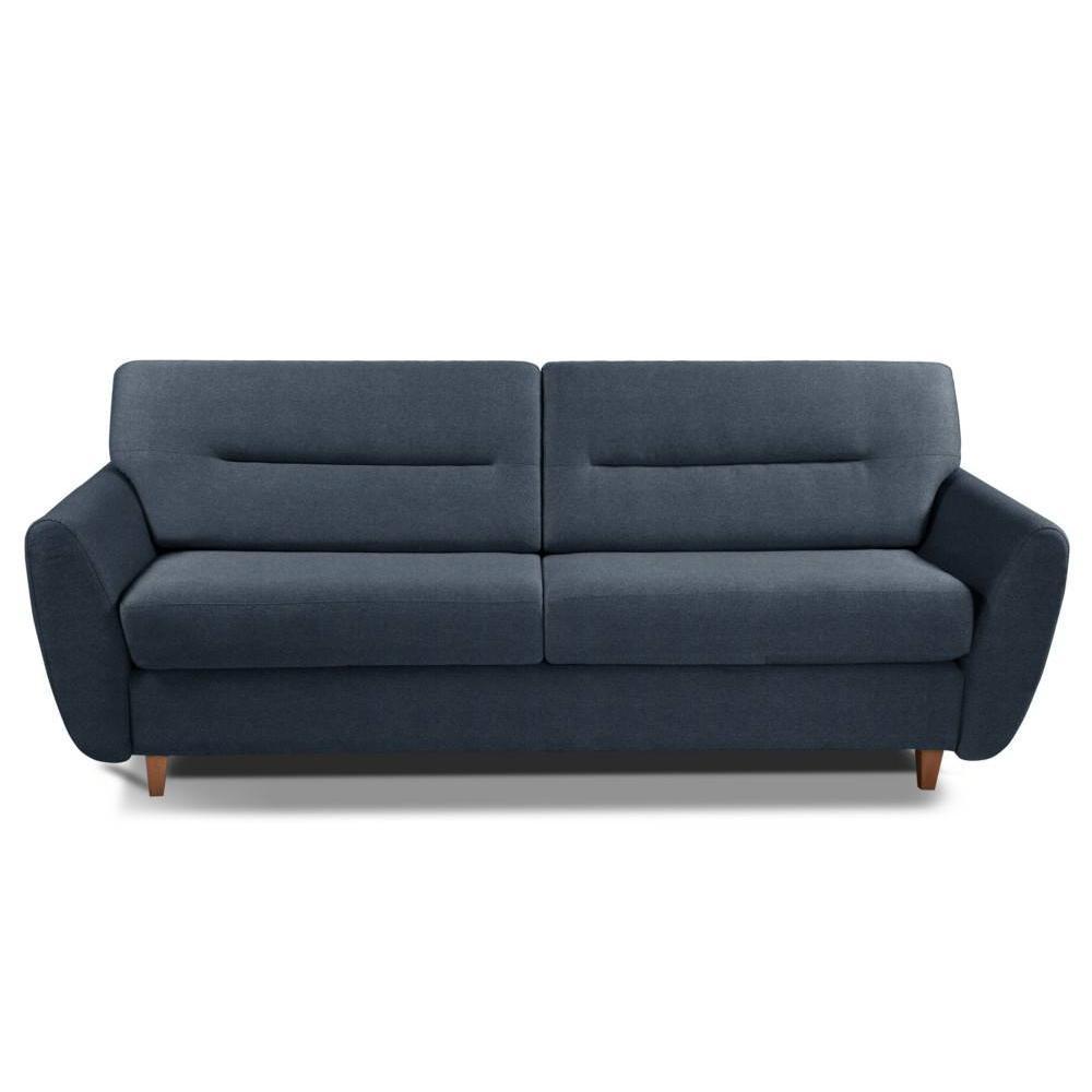 Canapé convertible COPENHAGUE matelas 16 cm système express 160cm tweed bleu