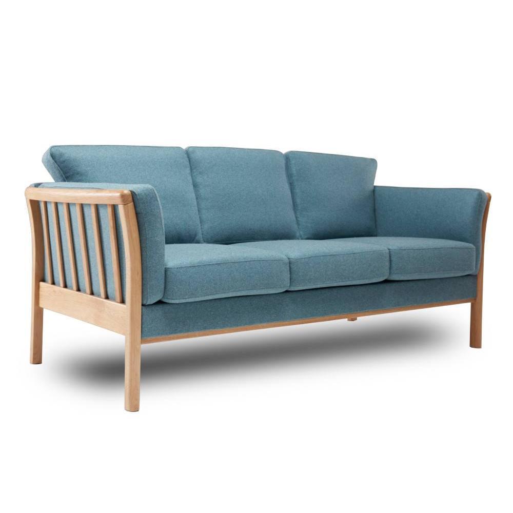 Canapé 3 places design scandinave AYA accoudoirs chêne