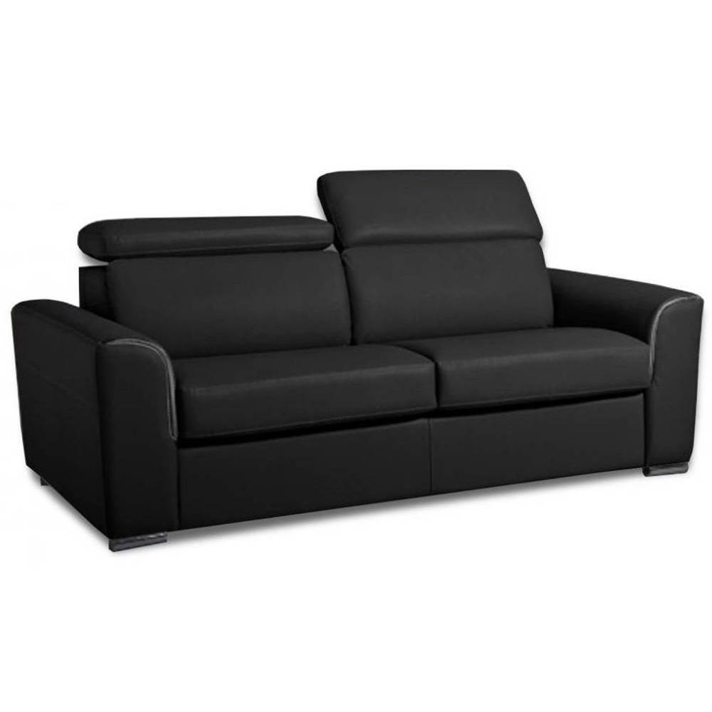 Canapé EXPRESS IMOLA MATELAS 18CM d'épais seur 140cm sommier lattes RENATONISI polyuréthane noir