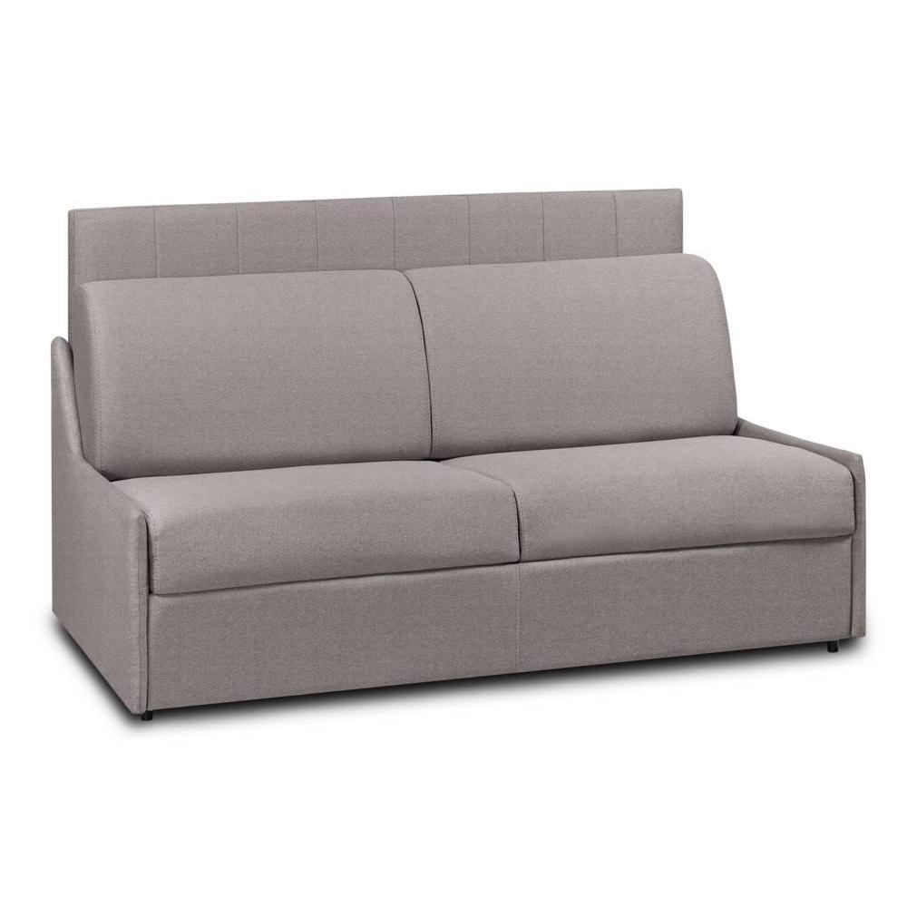 Canapé convertible avec tête de lit GRAND HOTEL Microfibre taupe matelas mémory 20cm express lattes
