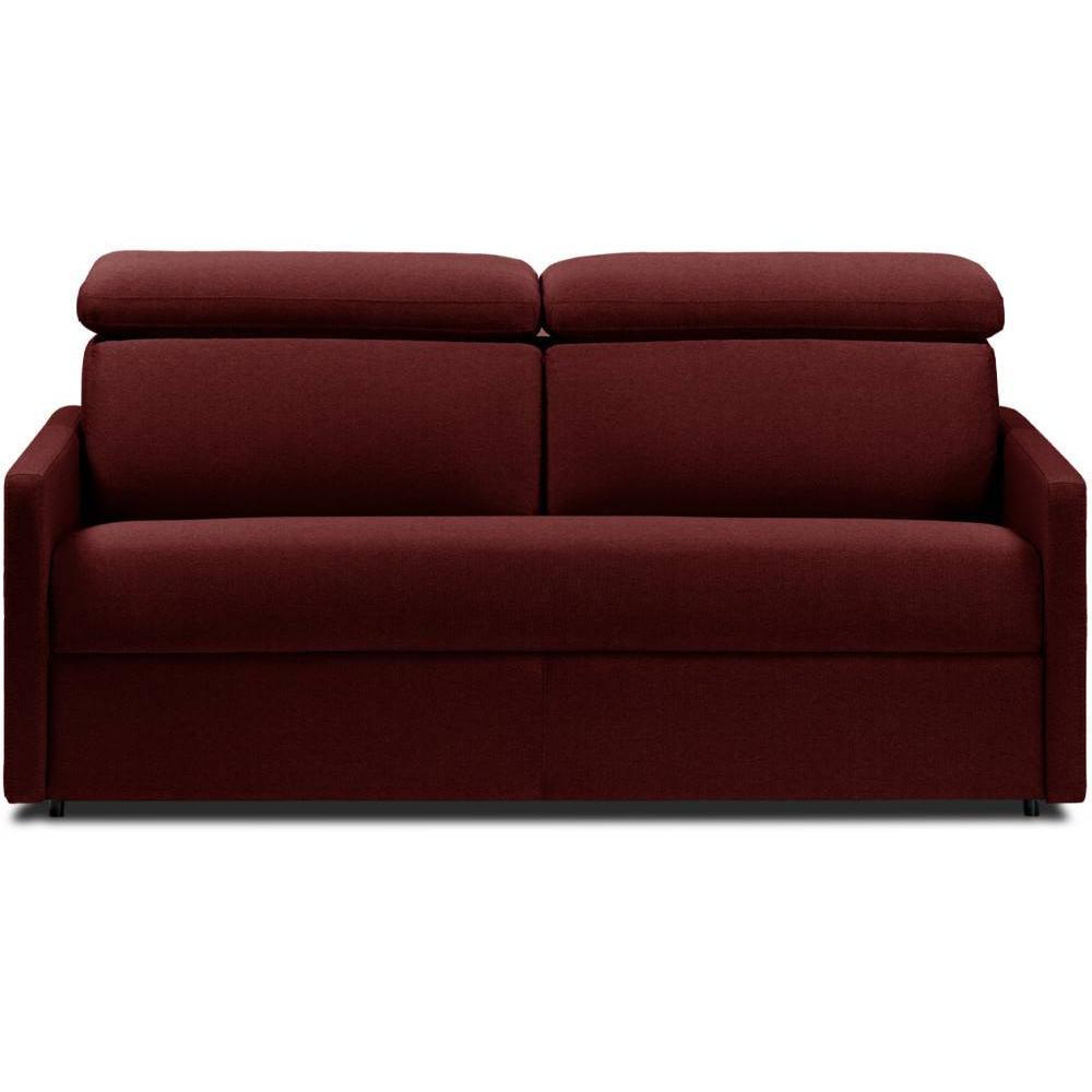 Canapé convertible LUXIA matelas 16cm système express sommier lattes 160cm Microfibre bordeaux