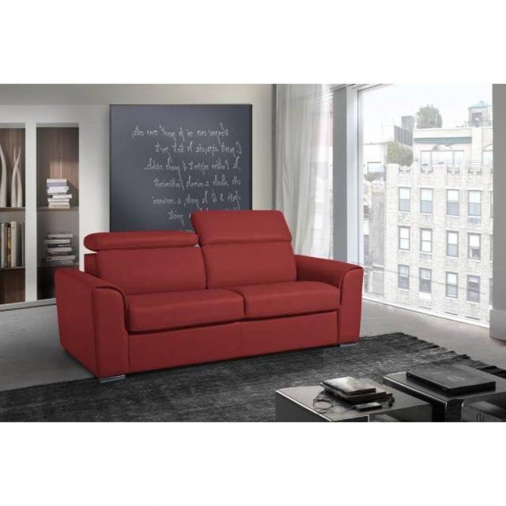 Canapé IMOLA couchage convertible  velours rouge