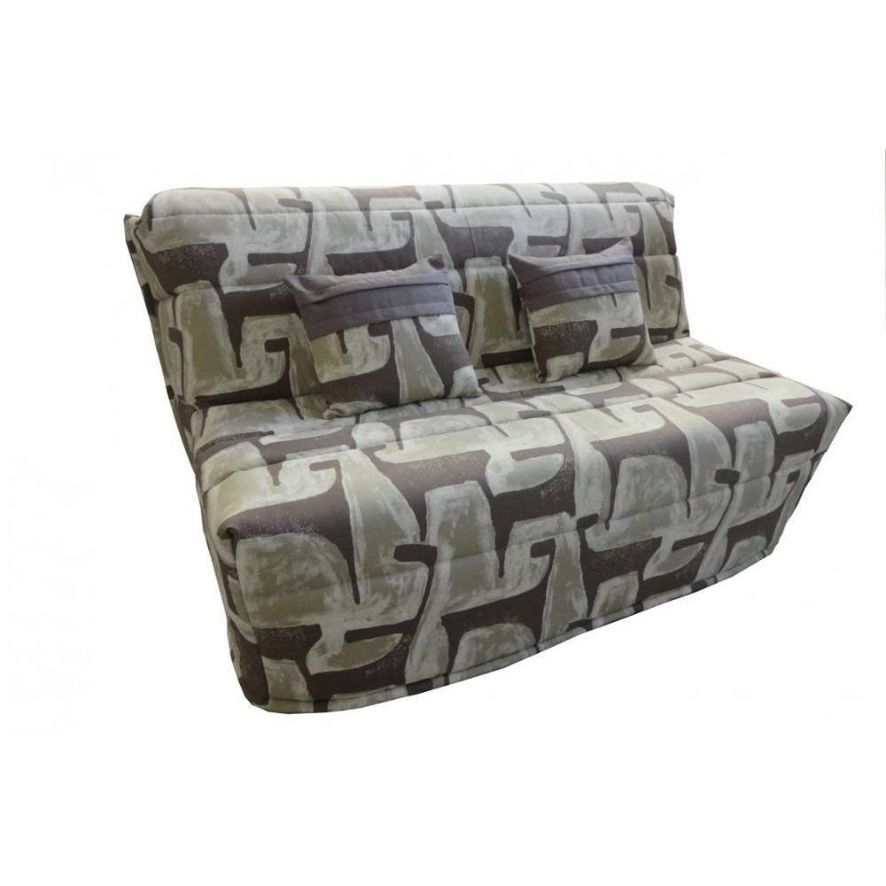 Banquette BZ convertible AXEL à motifs taupe 160*200cm matelas confort BULTEX