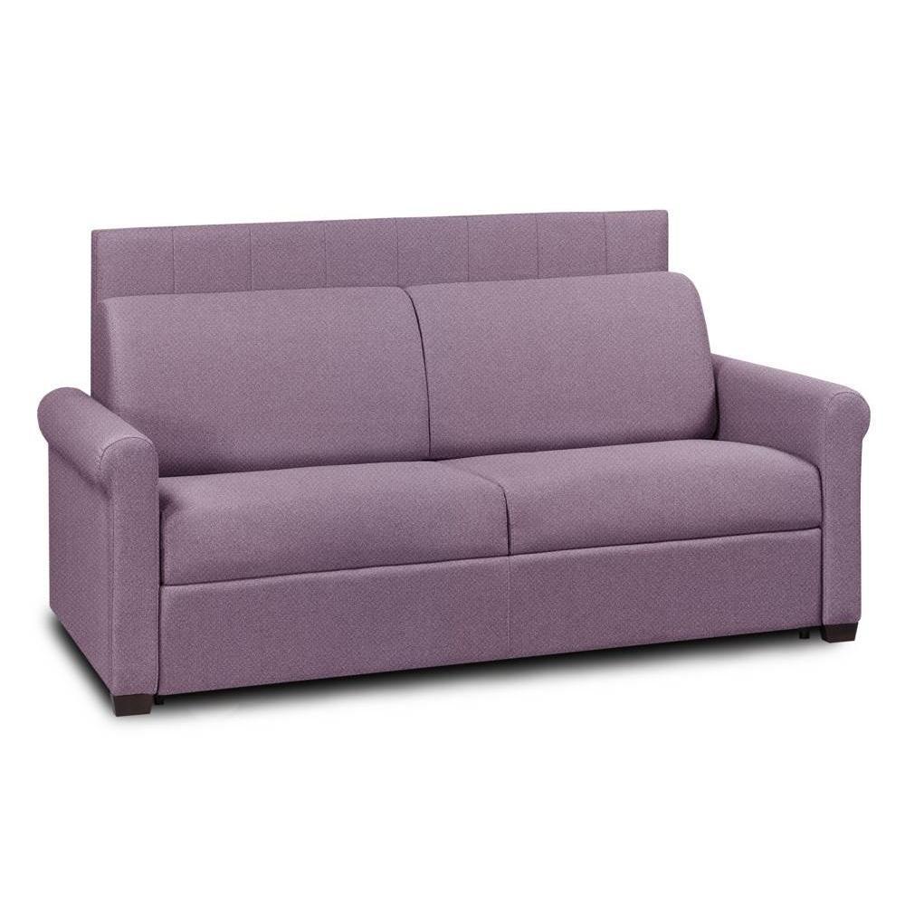 Canapé lit 4 places EXPRESS LATTES RENATONISI 160cm matelas 16 cm tête de lit intégrée velours lila