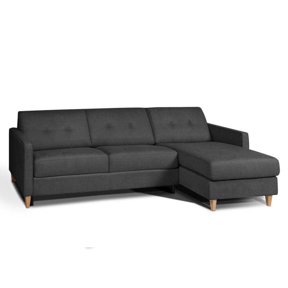 Canapé d'angle NORWAY matelas 16 cm système express sommier lattes RENATONISI Tweed gris graphite