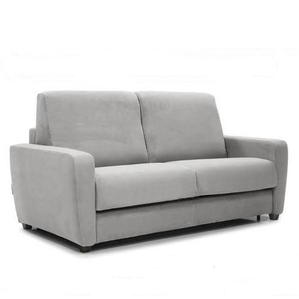 Canapé convertible EXPRESS 140 cm NORMA matelas 18 cm tissu gris