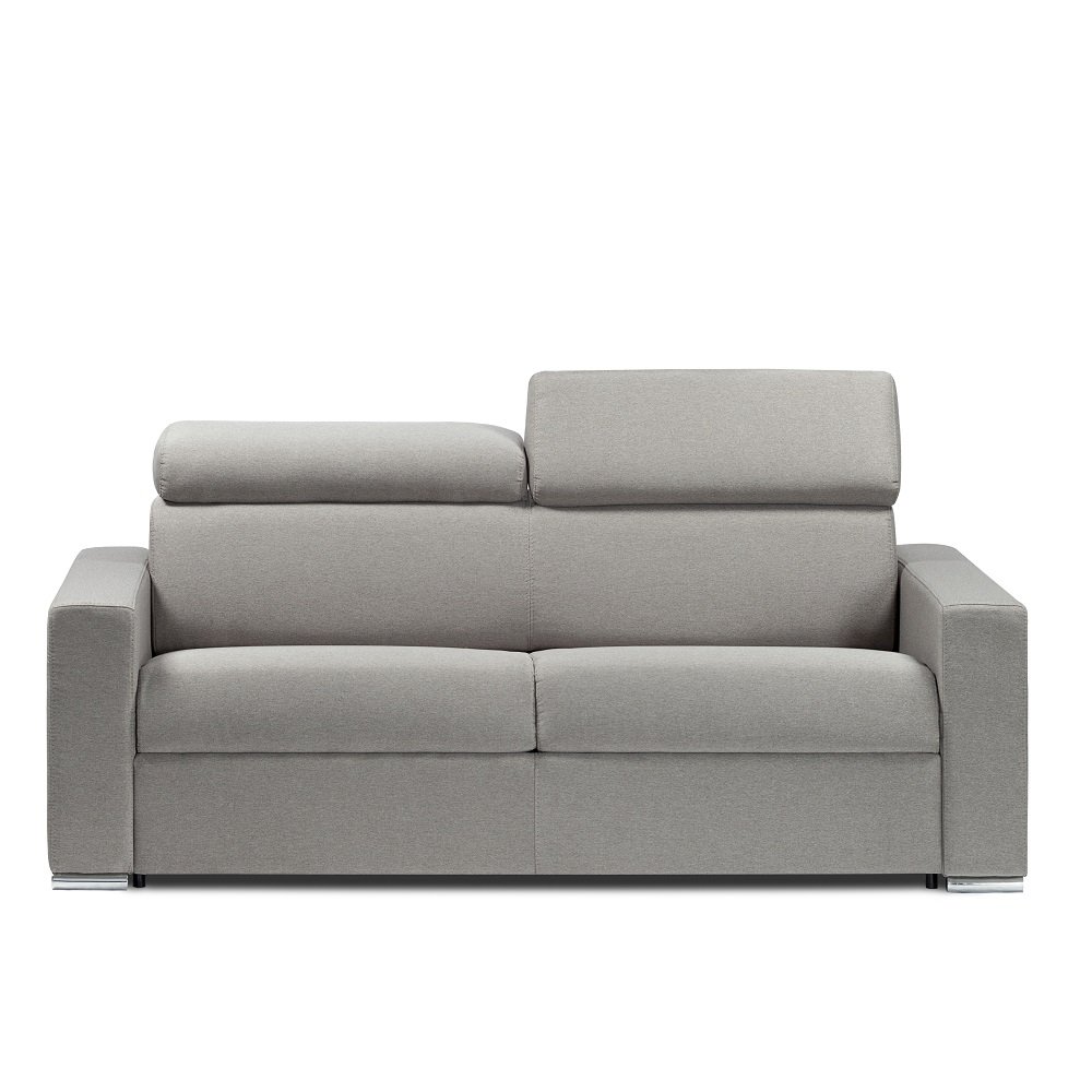 Canapé convertible EXPRESS SIDNEY sommier lattes 160cm matelas 16cm tissu gris clair