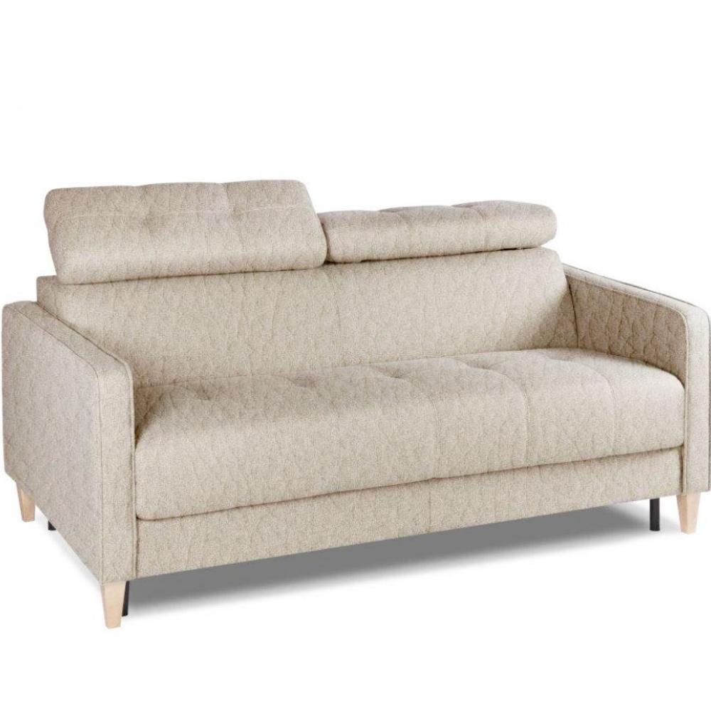 Canapé express GROENLAND matelas 16 cm sommier lattes 160 cm Cuir Vachette beige