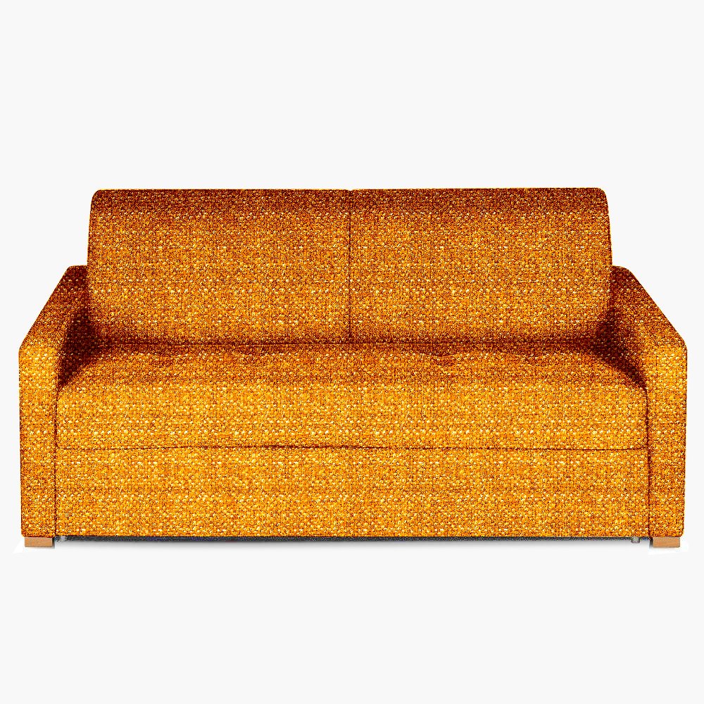 Canapé convertible express BIRDY 160cm matelas 16cm mono assise capitonnée tissu Tweed orange