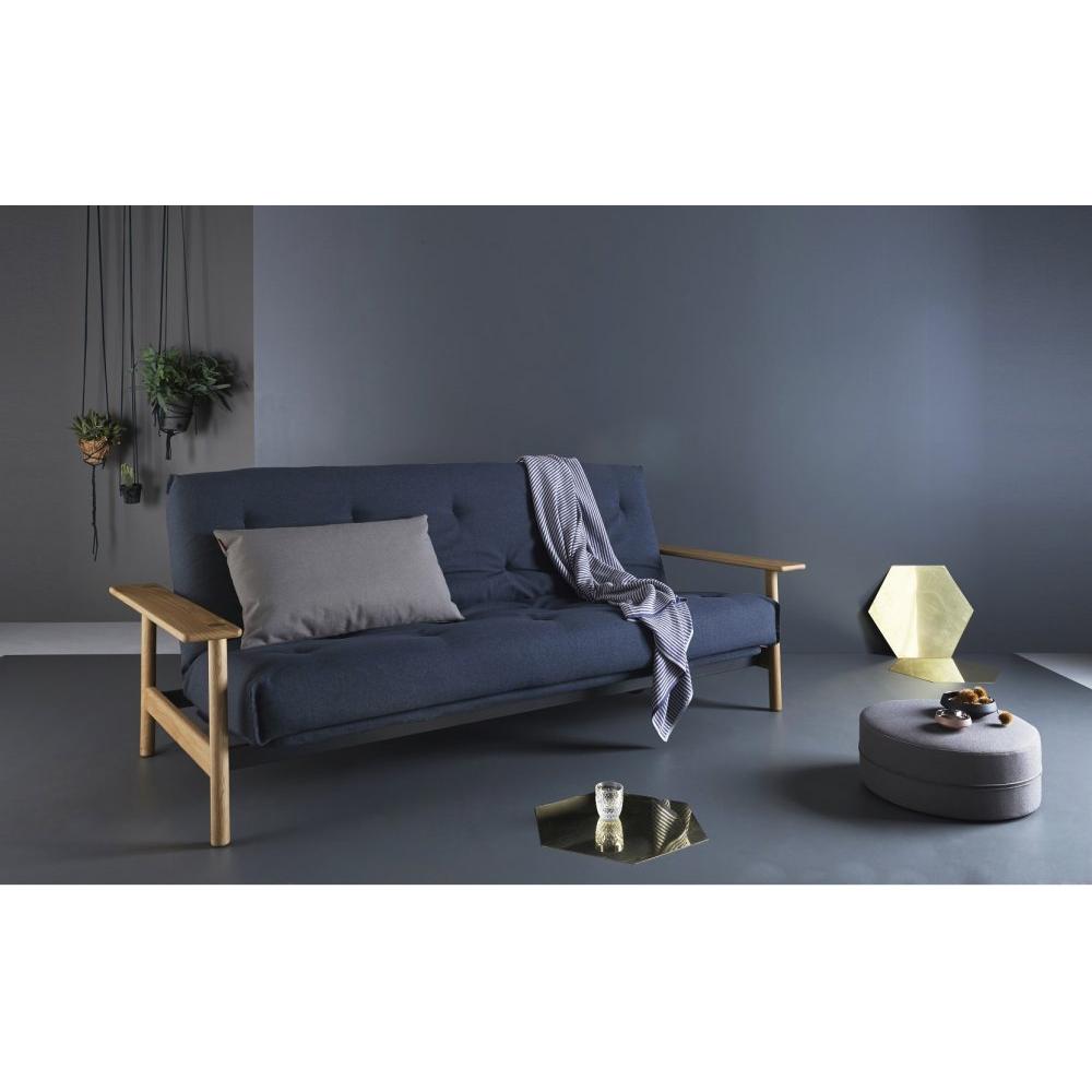 INNOVATION LIVING Canapé convertible BALDER lit 140*200cm accoudoirs chêne