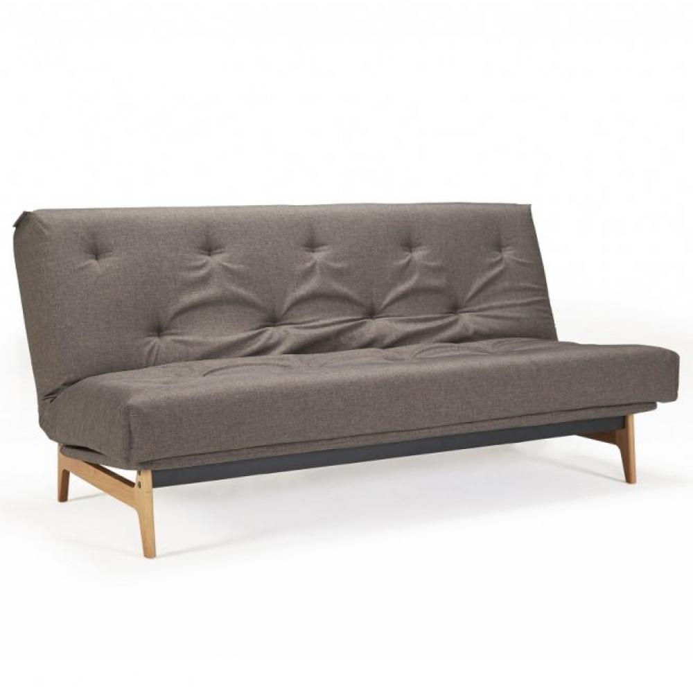 INNOVATION LIVING Canapé convertible design ASLAK lit 140*200 cmCapitonné tissu Flashtex Dark Grey