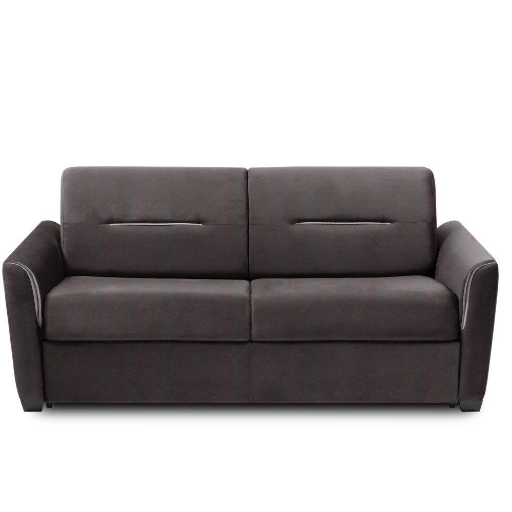 Canapé convertible express AMAZONE matelas 120cm comfort BULTEX 12cm cuir vachette marron