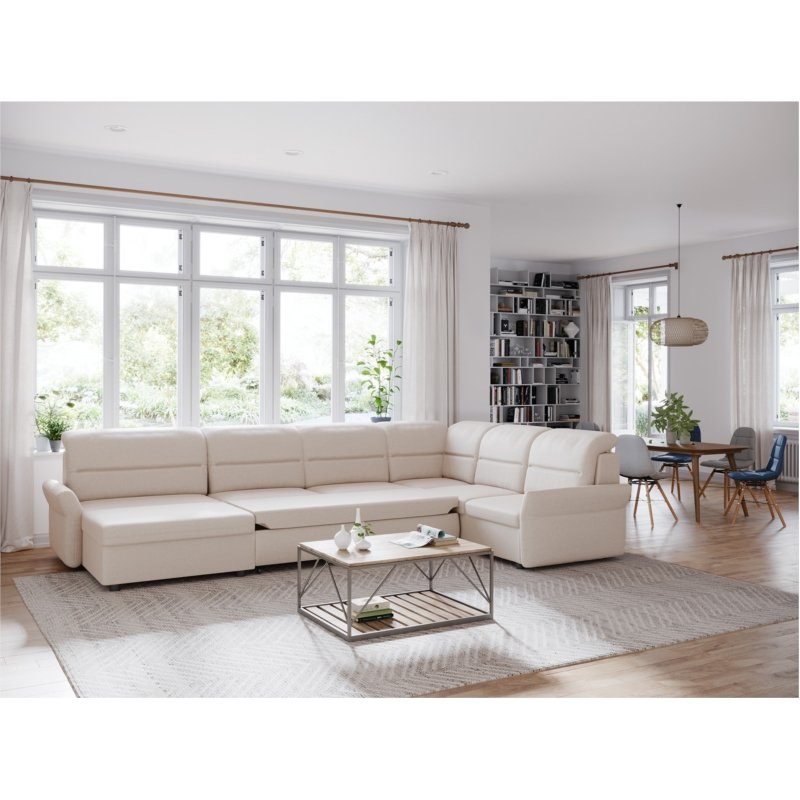 Canapé panoramique modulable convertible avec coffre GARDEN beige