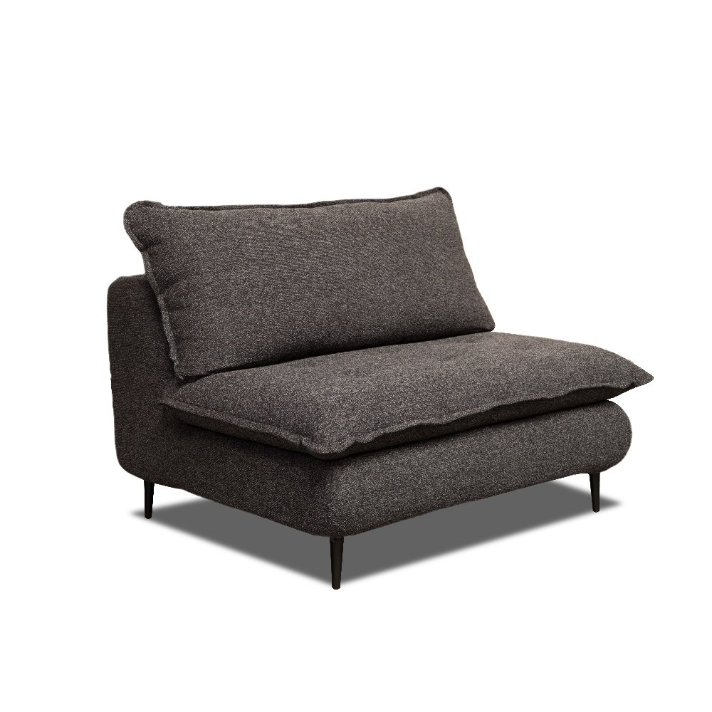 Fauteuil lit convertible express LISBONNE 70cm sommier e lattes matelas 13cm tissu Tweed anthracite chine