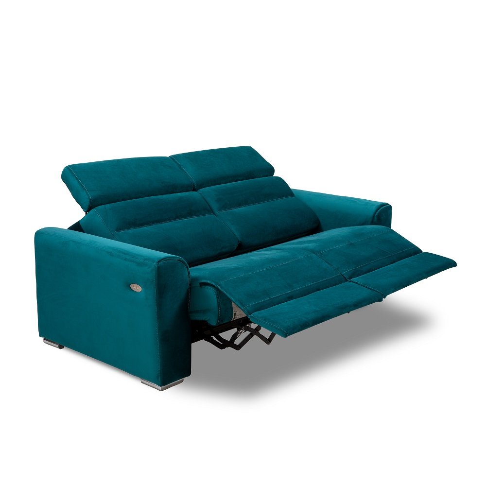 Canapé CONFORT LOFT | 3 places relax système zéro wall | velours bleu pétrol