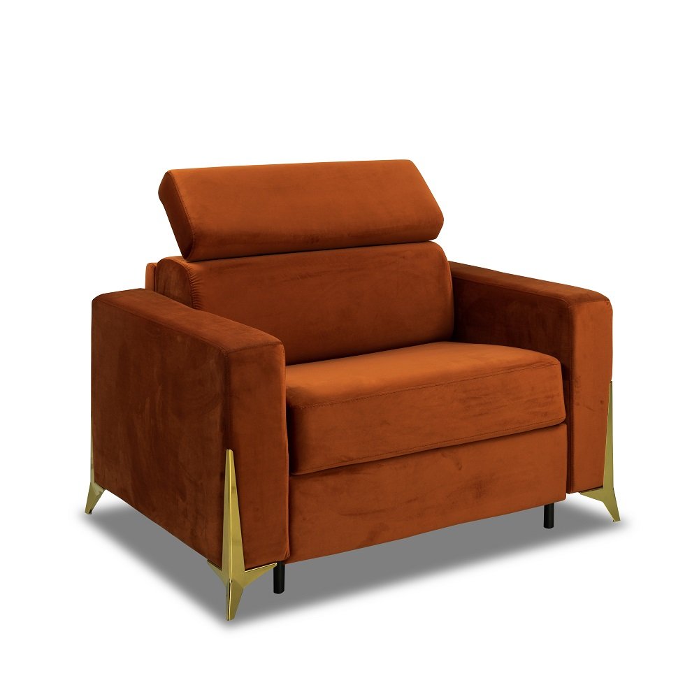 Fauteuil express ODACIO convertible 70cm têtières réglables matelas épaisseur 16cm pieds dorés