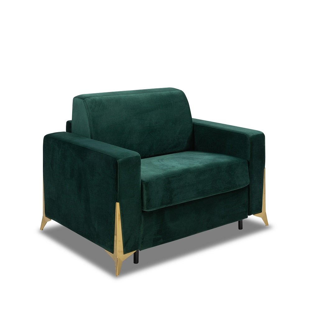 Fauteuil express CALYPSO convertible 70cm matelas épaisseur 16cm pieds dorés