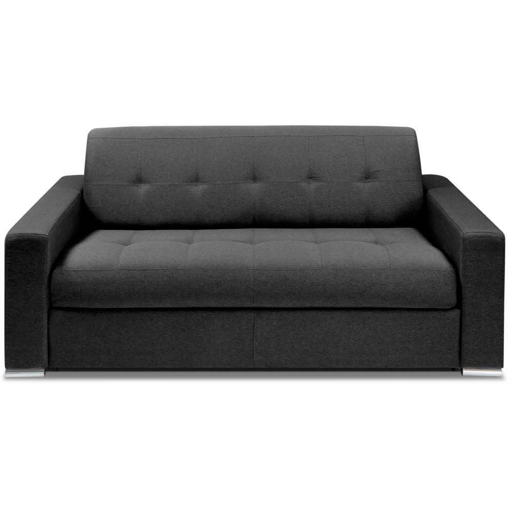 Canapé convertible lit HOUSE 140cm matelas mémory 20cm EXPRESS lattes tissu gris anthracite