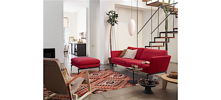 Vitra Canapé 3 places Suita - Aluminium poli - Dumet mélange beige - Coussi de dossier pointu