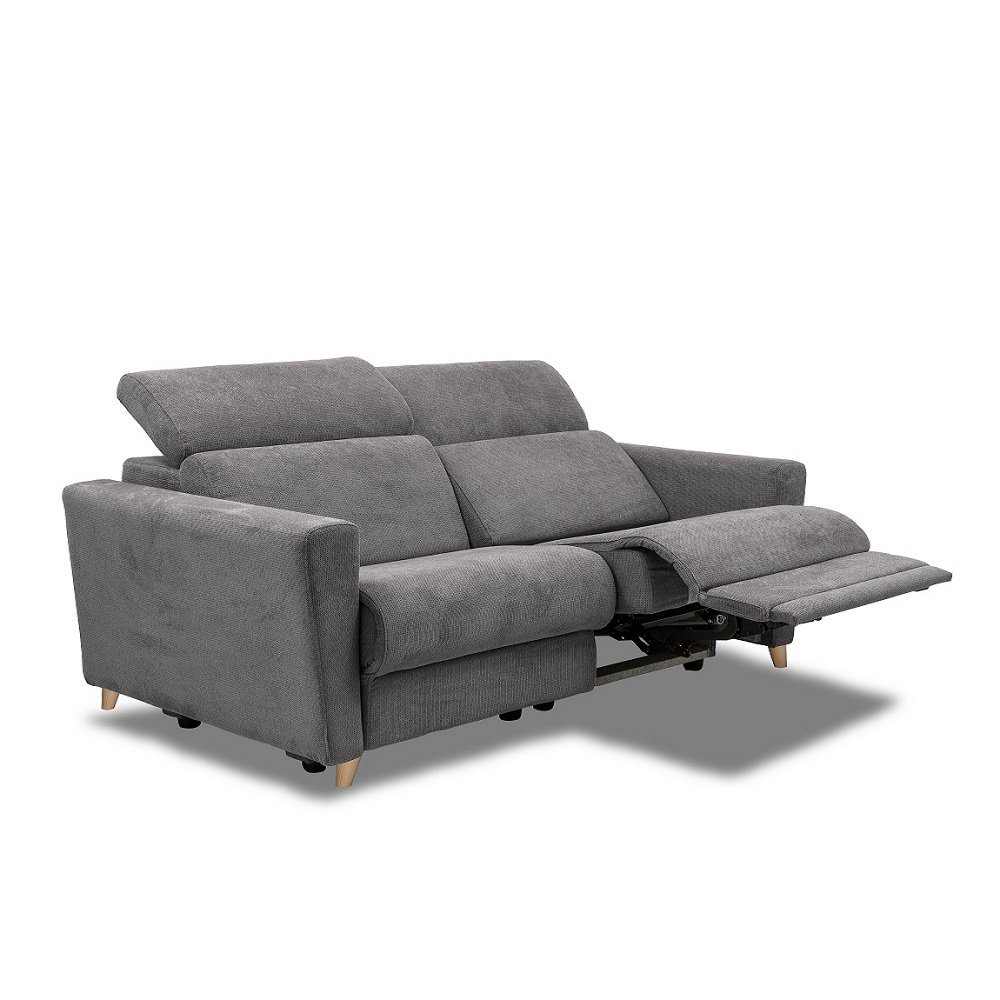 Canapé 3 places 2 relax électrique WAGRAM avec système zéro wall microfibre gris graphite