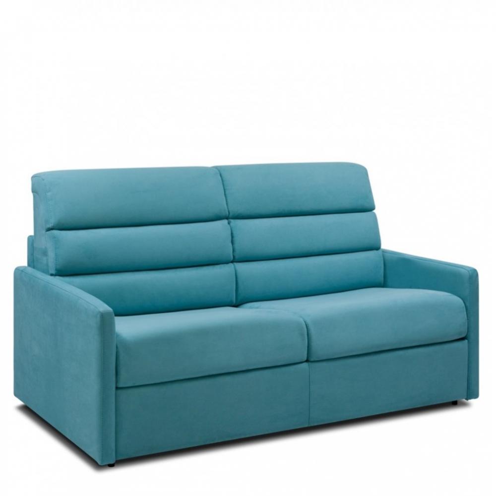CHAMPAGNY - Canapé convertible velours bleu turquoise