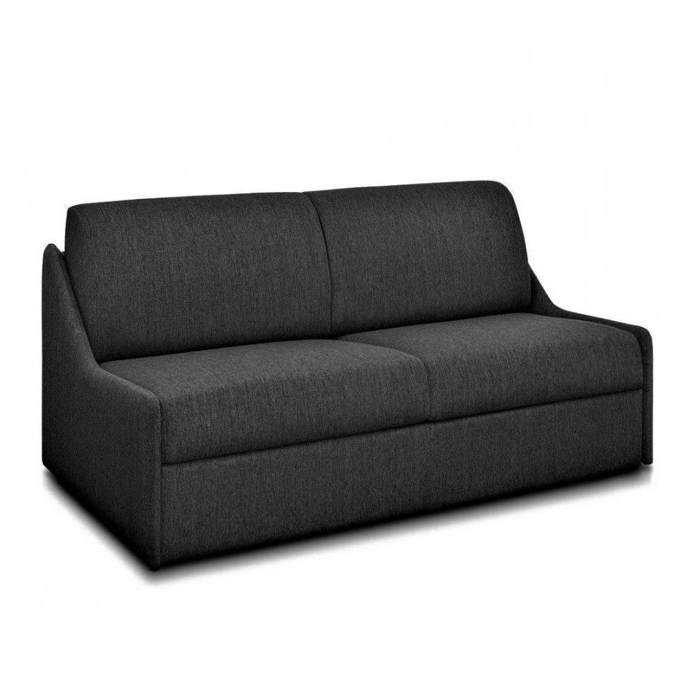Canapé lit compact 3 places MAGNIFICO matelas 140cm comfort BULTEX 16cm tissu gris graphite