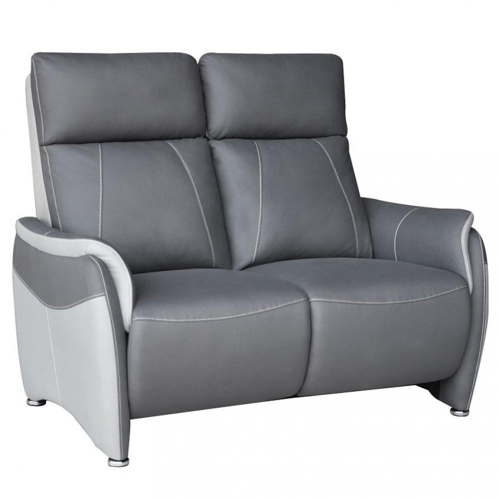 Canapé fixe 2 places CABRIES Microfibre plomb / gris perle