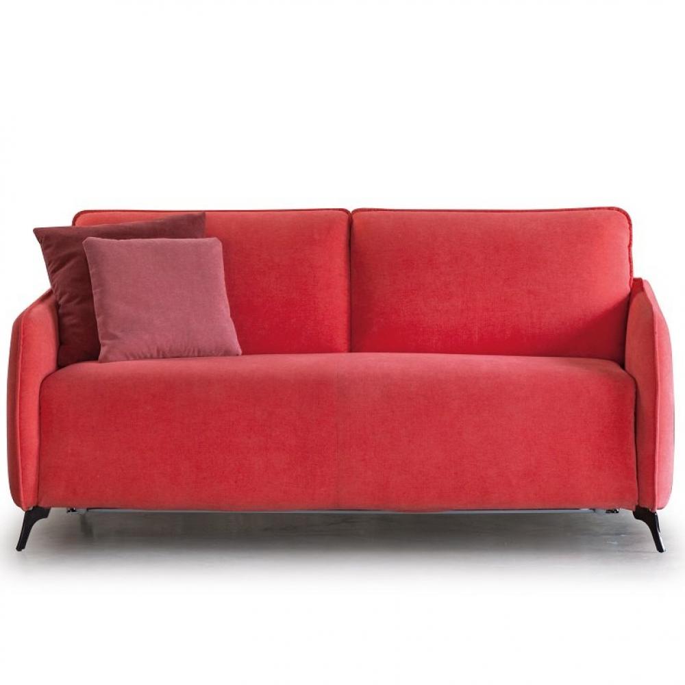 Canapé fixe CARMINE 3 places tissu Maracaibo fraise pieds Liberty acier brun