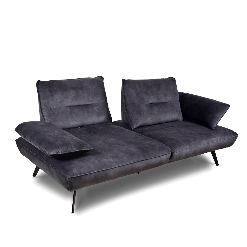 Canapé modulable TREK dossier avance recule 3/4 places velours gris graphite